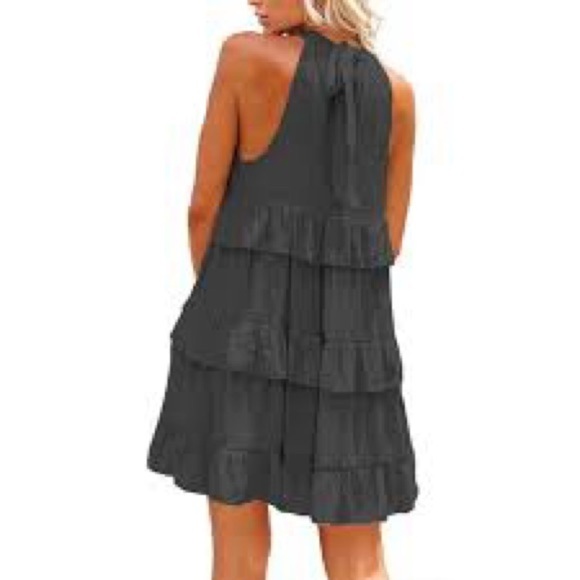 Listicle®, Ladies' Halter Cafe Dress,Tiered Softly Ruffled,Tie-Neck,Lined,Size S - Picture 4 of 15